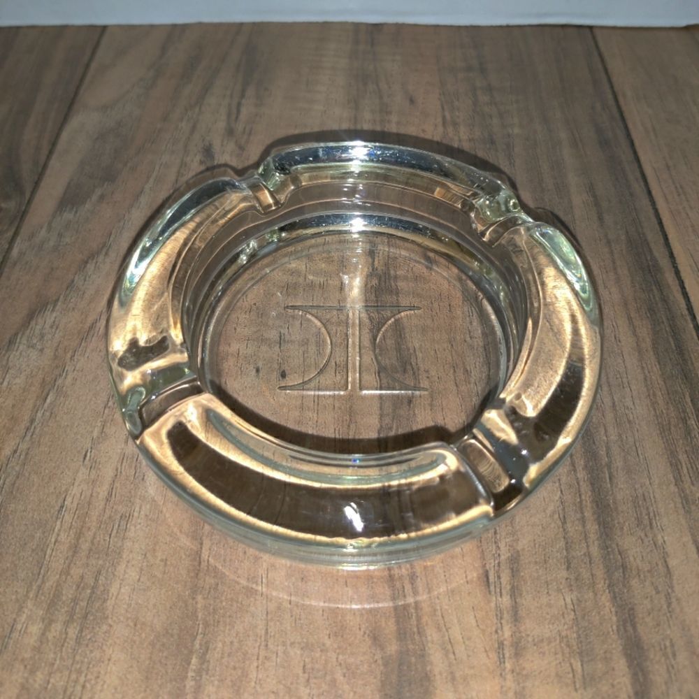 Vintage Hilton Glass Ashtray Clear Glass Hotel Ashtray. Has some wear from age a